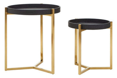 Cardoba Set Of Two Black Shagreen Tray Tables