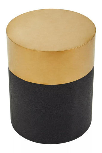 Cardoba Round Black Shagreen Effect Side Table or Stool
