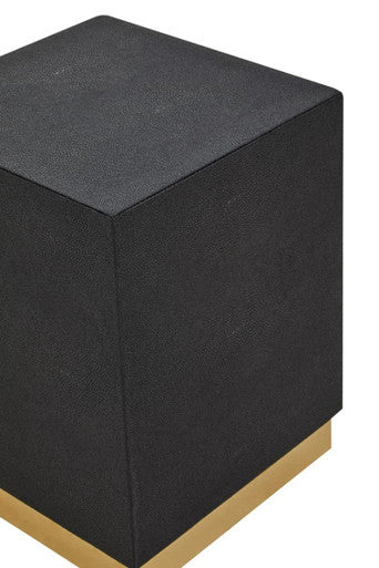 Cardoba Square Black Shagreen Effect Side Table and Stool - Image 5