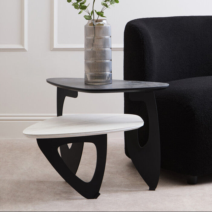 Imperia 2 Tier Small Asymmetrical Ceramic Coffee Table - Image 1