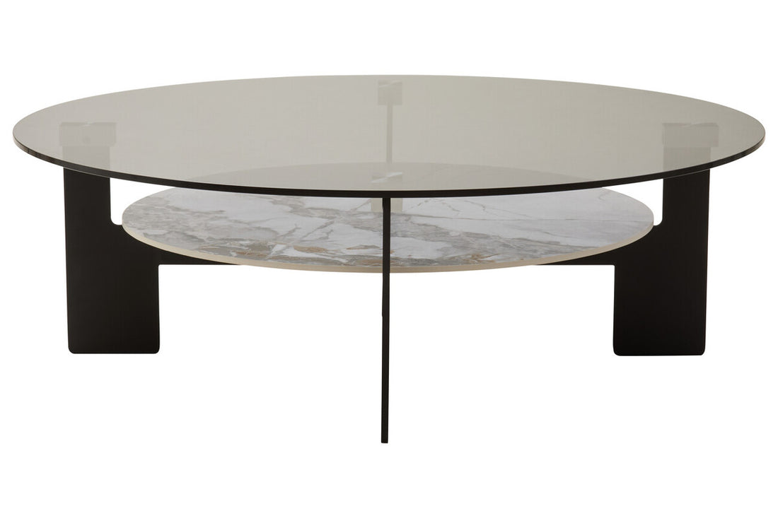 Imperia Round Grey Glass And Ceramic Large Coffee Table