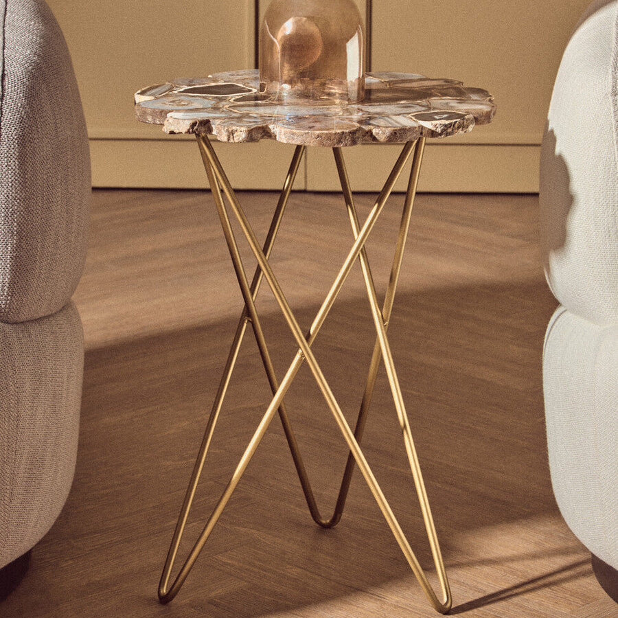 Jaipur Side Table with Agate Top - Image 1