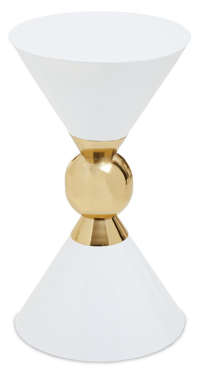Jaipur White and Gold Finish Side Table - Image 2