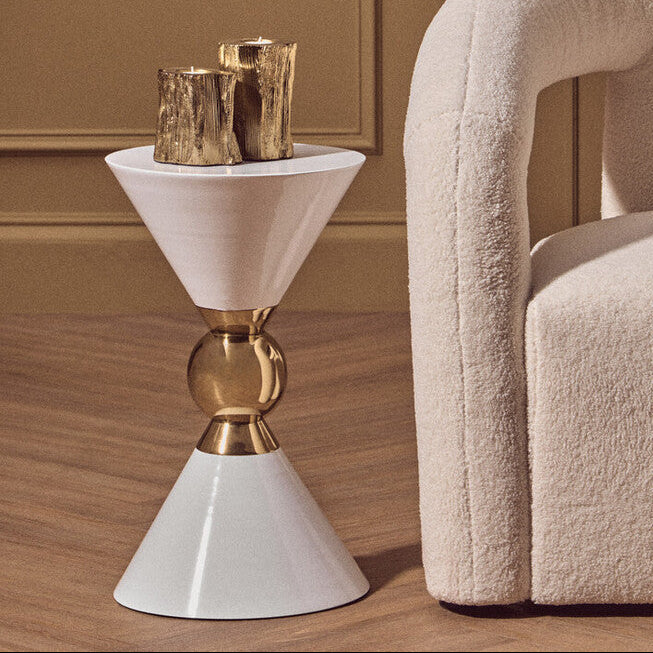 Jaipur White and Gold Finish Side Table - Image 1