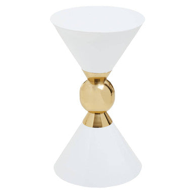 Jaipur White And Gold Finish Side Table