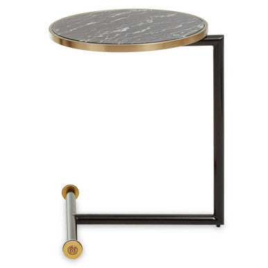 Oria Black Glass and Marble Effect Side Table - Image 2