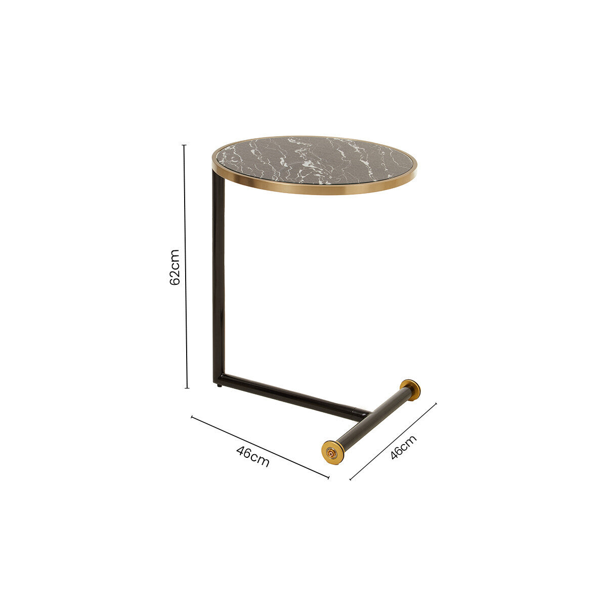 Oria Black Glass and Marble Effect Side Table