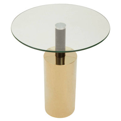 Oria Clear Glass Top and Gold Base Side Table - Image 4