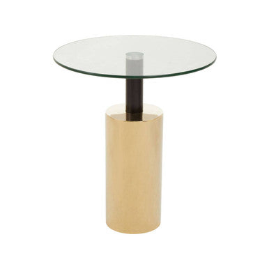 Oria Clear Glass Top and Gold Base Side Table - Image 2