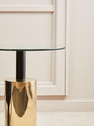 Oria Clear Glass Top and Gold Base Side Table - Image 6