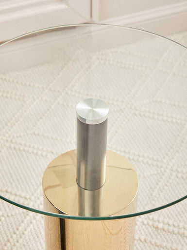 Oria Clear Glass Top and Gold Base Side Table - Image 7