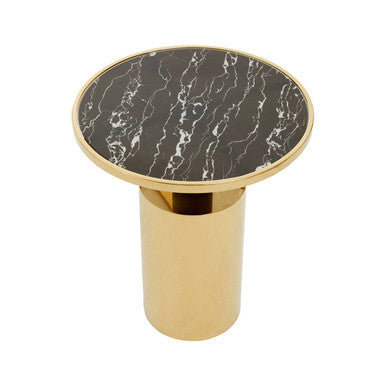 Oria Black Marble Effect Top and Gold Base Side Table - Image 4