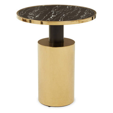 Oria Black Marble Effect Top and Gold Base Side Table - Image 2