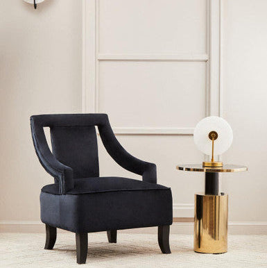 Oria Black Marble Effect Top and Gold Base Side Table - Image 3