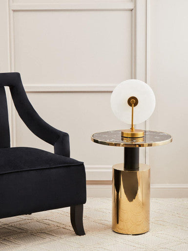 Oria Black Marble Effect Top and Gold Base Side Table - Image 5
