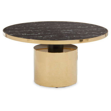 Oria Black Marble Effect Gold Base Coffee Table - Image 2