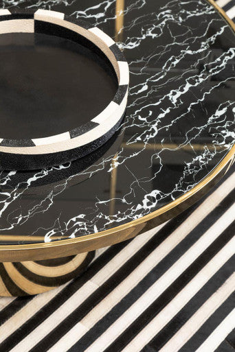 Oria Black Marble Effect Gold Base Coffee Table - Image 4