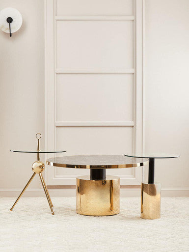 Oria Black Marble Effect Gold Base Coffee Table - Image 6