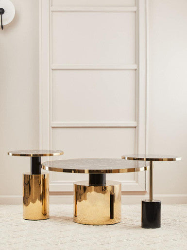 Oria Black Marble Effect Gold Base Coffee Table - Image 3