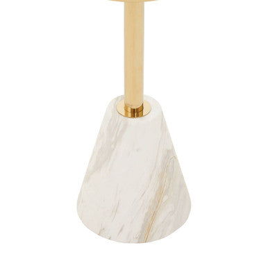 Oria White Glass and Marble Base Side Table - Image 7
