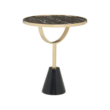Oria Black Glass and Marble Base Side Table - Image 4