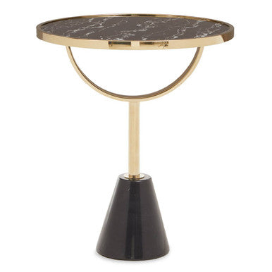 Oria Black Glass and Marble Base Side Table - Image 2