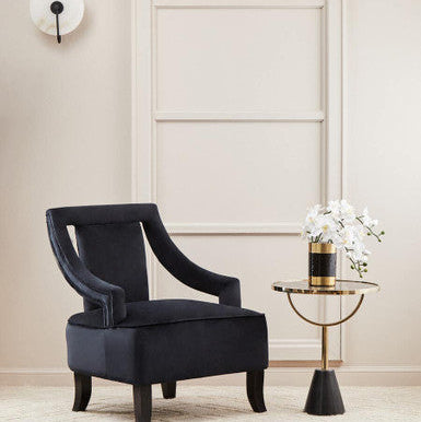 Oria Black Glass and Marble Base Side Table - Image 3