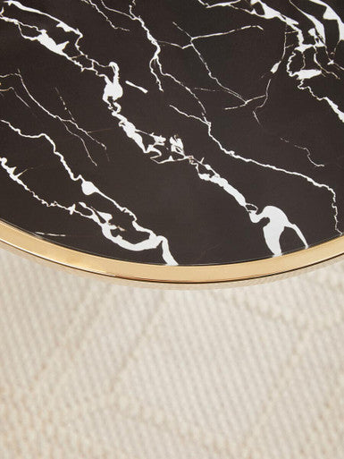 Oria Black Glass and Marble Base Side Table - Image 6