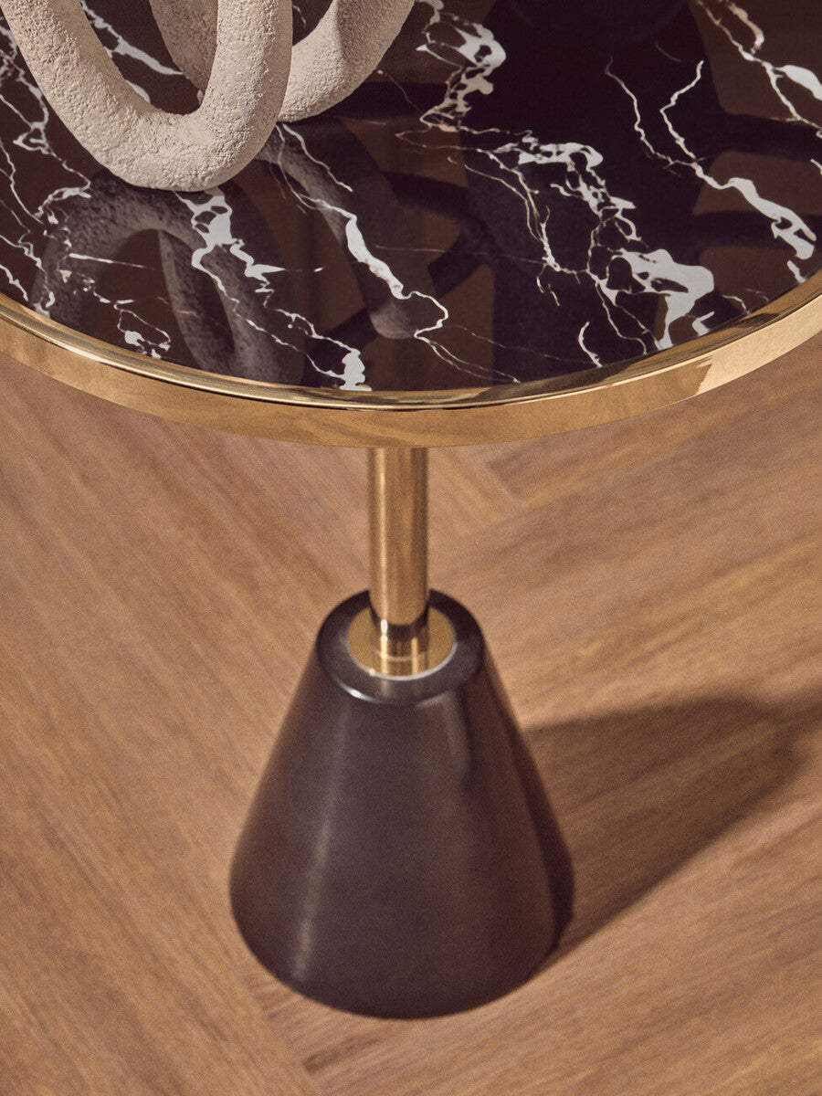 Oria Black Glass and Marble Base Side Table - Image 10