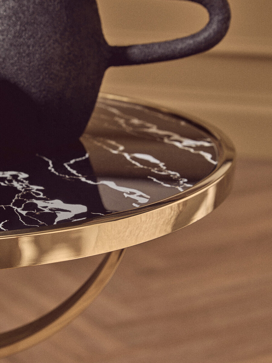 Oria Black Glass and Marble Base Side Table - Image 11