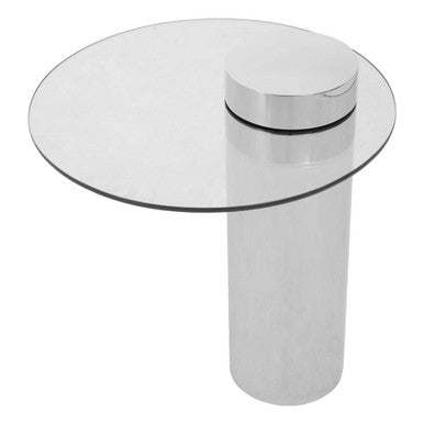 Oria Clear Glass Silver Base Side Table