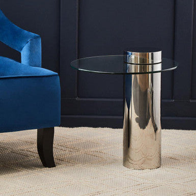 Oria Clear Glass Silver Base Side Table - Image 1