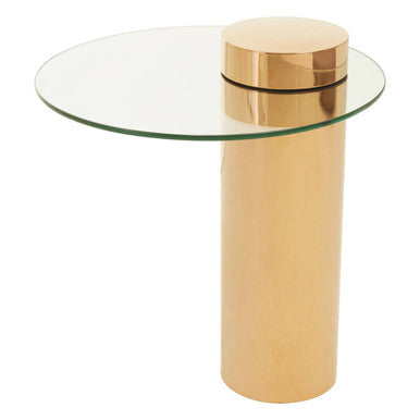 Oria Clear Glass Rose Gold Base Side Table - Image 2
