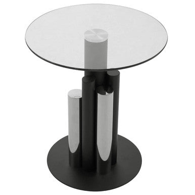 Oria Glass Silver And Black Base Side Table