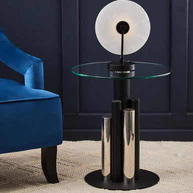 Oria Glass Silver And Black Base Side Table - Image 1