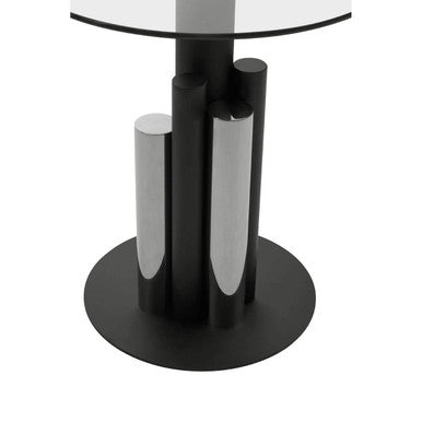 Oria Glass Silver And Black Base Side Table
