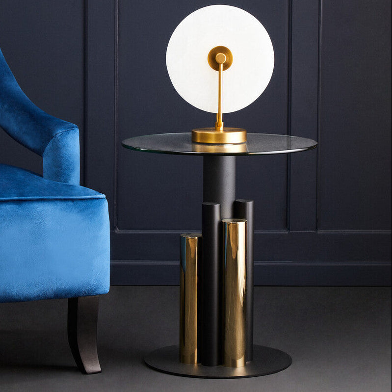 Oria Glass Gold And Black Base Side Table - Image 1