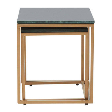 Varana Nest Of Two Green Marble Top Tables - Image 3
