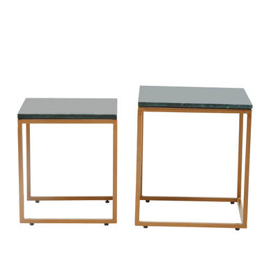 Varana Nest Of Two Green Marble Top Tables