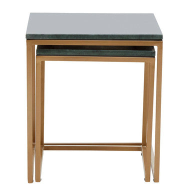 Varana Nest Of Two Green Marble Top Tables