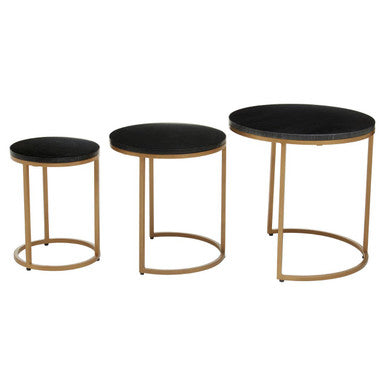 Varana Nest Of Three Black Marble Top Tables - Image 4