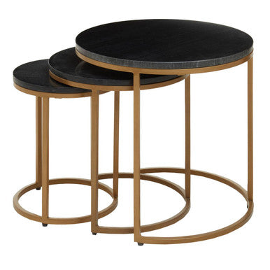 Varana Nest Of Three Black Marble Top Tables