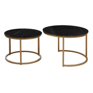 Varana Nest Of Two Black Marble Top Round Tables - Image 2