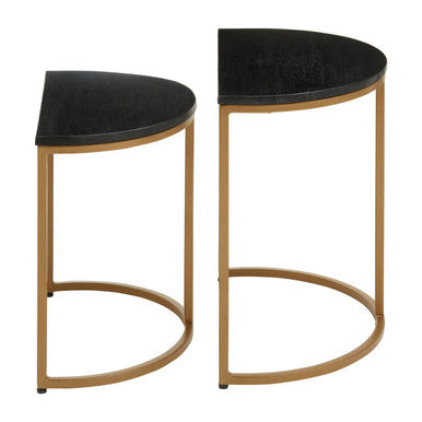 Varana Nest Of Two Half Moon Black Marble Top Tables - Image 6