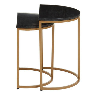 Varana Nest Of Two Half Moon Black Marble Top Tables - Image 9