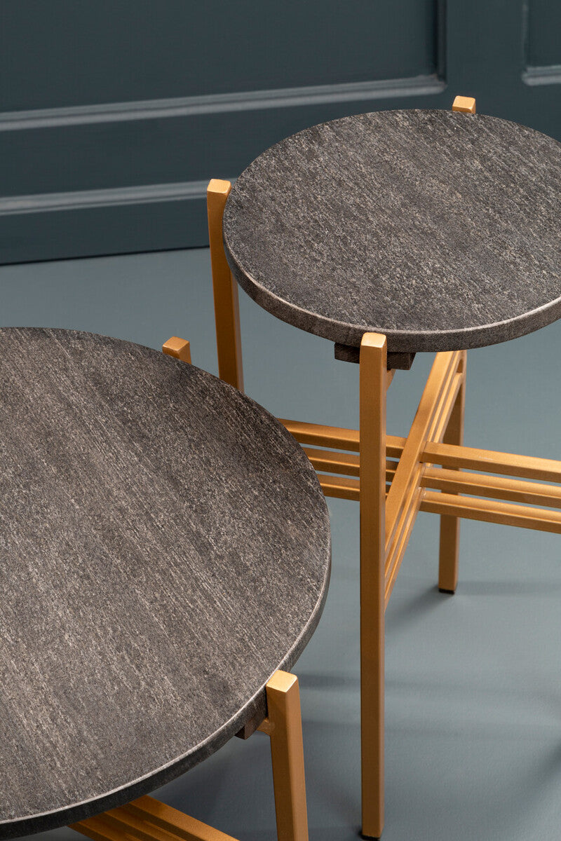 Varana Set of 2 Black Marble Top Round Side Table - Image 6