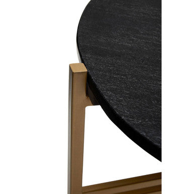 Varana Set of 2 Black Marble Top Round Side Table