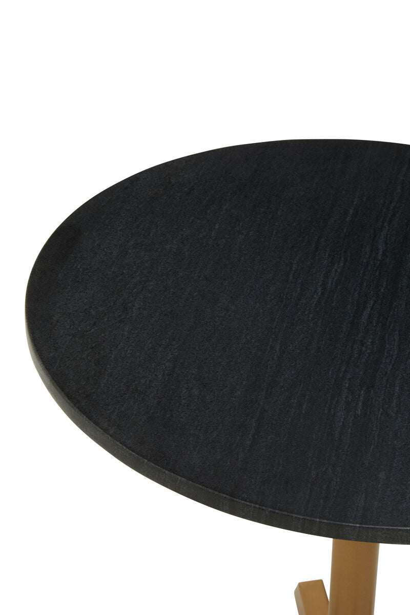 Varana Black Marble and Gold Finish Base Side Table
