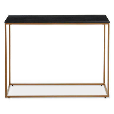 Varana Black Marble Top Console Table With Gold Iron Frame
