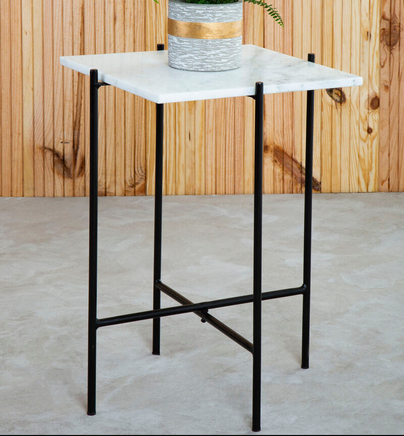 Mandoli White Marble Side Table - Image 1